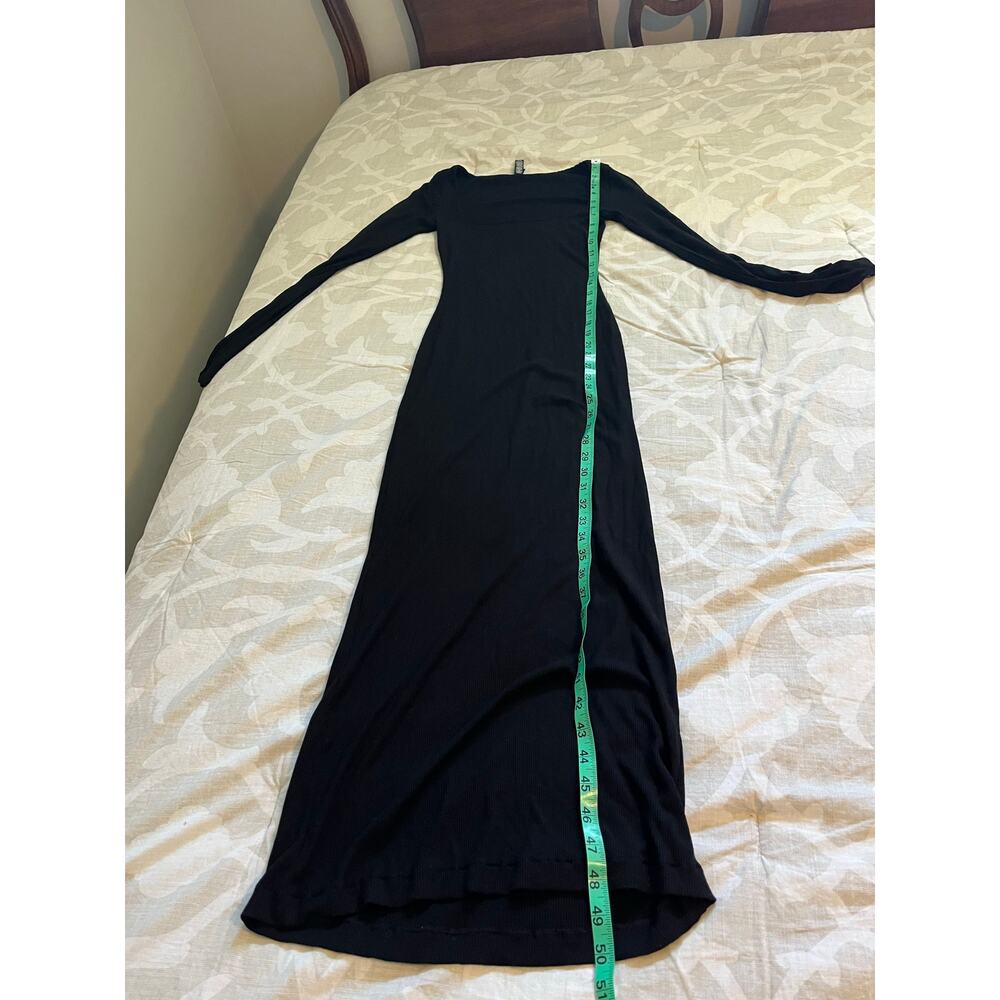 SKIMS Soft Lounge Long Sleeve Dress Onyx black bodycon maxi size small - Picture 6 of 9